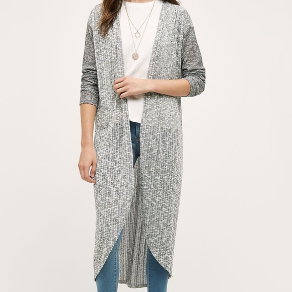 Anthropologie Postmark Women's Size Xs Grey Drop Stitch Duster Open Front - Picture 1 of 9